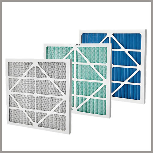 Linha de produção de filtros HVAC - Filtros de ar plissados com estrutura de papelão.