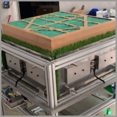 Linha de produção de filtros HVAC - Filtros de ar plissados com estrutura de papelão.
